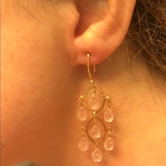 Anthropologie Pink Crystal Earrings - Picture 3 of 3